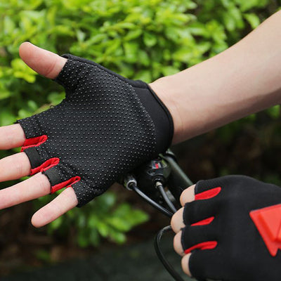 Guantes de Ciclismo Acolchados Cálidos de Medio Dedo Negro - Image 9
