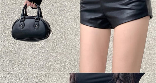 Pantalones de Cuero Sintético Cintura Alta Shorts Sexy Estilo Moderno - Image 15