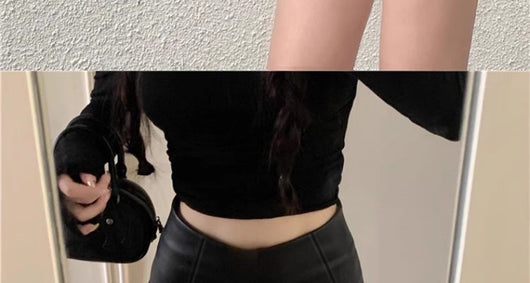 Pantalones de Cuero Sintético Cintura Alta Shorts Sexy Estilo Moderno - Image 16