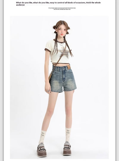 Short Denim Ajustado Cintura Alta Efecto Reductor Retro Vintage - Image 8