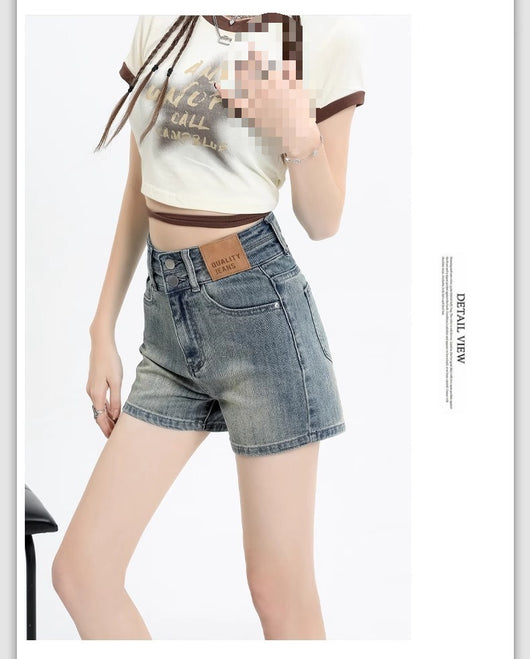 Short Denim Ajustado Cintura Alta Efecto Reductor Retro Vintage - Image 9
