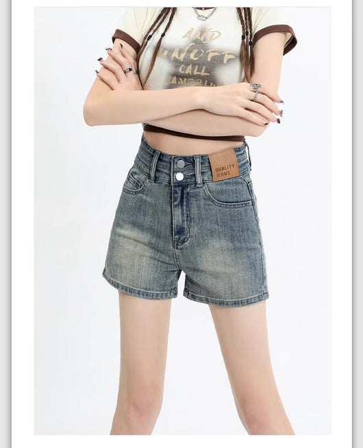 Short Denim Ajustado Cintura Alta Efecto Reductor Retro Vintage - Image 11