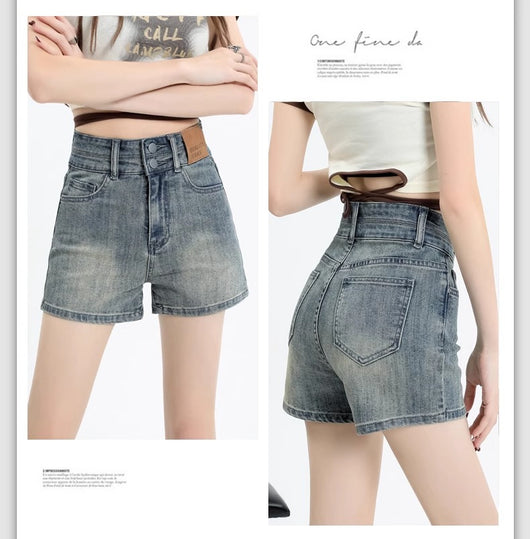 Short Denim Ajustado Cintura Alta Efecto Reductor Retro Vintage - Image 12