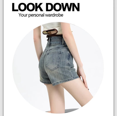 Short Denim Ajustado Cintura Alta Efecto Reductor Retro Vintage - Image 14