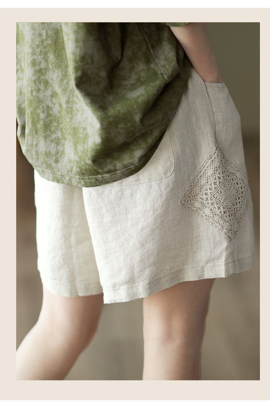 Pantalón Lino Ancho Cintura Alta con Encaje - Comodidad y Estilo Casual - Image 16