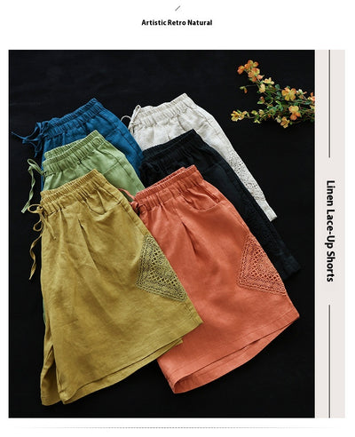 Pantalón Lino Ancho Cintura Alta con Encaje - Comodidad y Estilo Casual - Image 22