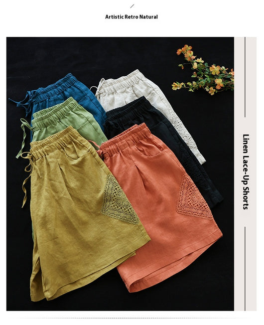 Pantalón Lino Ancho Cintura Alta con Encaje - Comodidad y Estilo Casual - Image 22