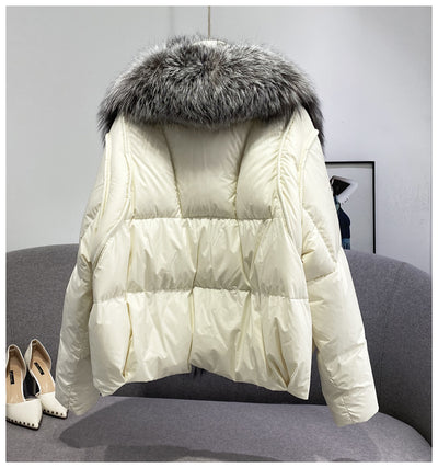 Chaqueta Corta de Plumón de Pato Blanco Premium - Image 34