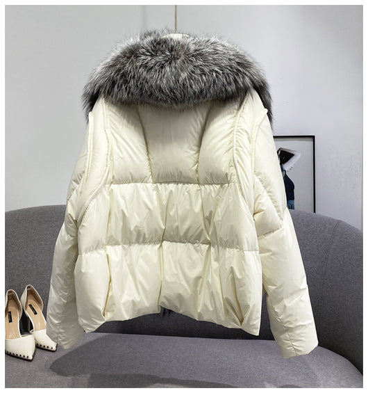 Chaqueta Corta de Plumón de Pato Blanco Premium - Image 34