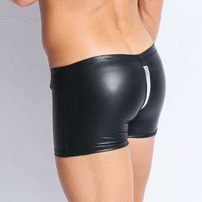 Shorts de Cuero Charol para Hombre con Abertura Frontal - Image 12