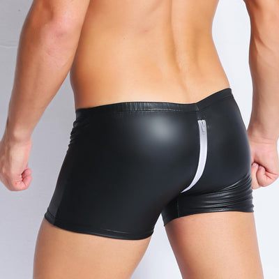 Shorts de Cuero Charol para Hombre con Abertura Frontal - Image 18