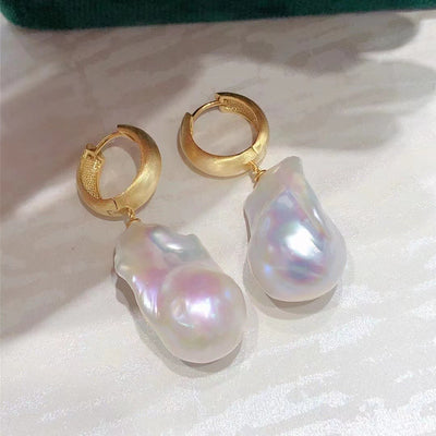 Aretes Perla Barroca Grandes Estilo Retro Minimalista - Image 15