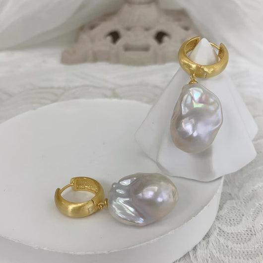 Aretes Perla Barroca Grandes Estilo Retro Minimalista - Image 18