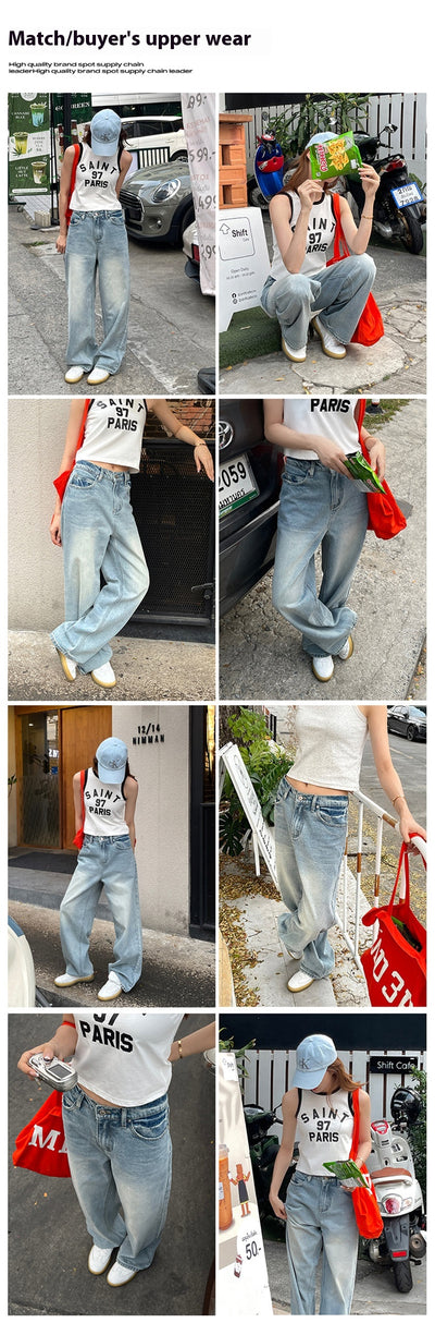 Jeans Rectos de Algodón Puro Blanco Brillante con Desgaste Artesanal - Image 7