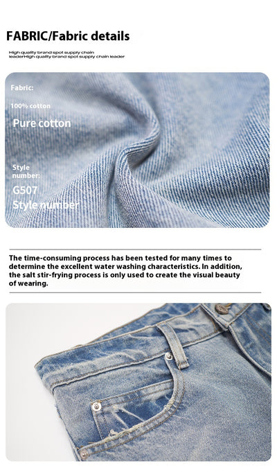 Jeans Rectos de Algodón Puro Blanco Brillante con Desgaste Artesanal - Image 8