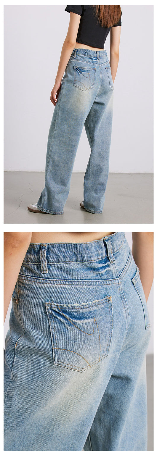 Jeans Rectos de Algodón Puro Blanco Brillante con Desgaste Artesanal - Image 17