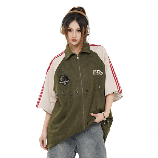 Camisa Raglan Suelta con Combinación de Colores - Image 25