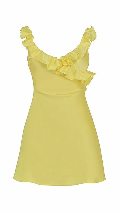 Vestido Satinado Entallado con Volantes y Detalles de Costura - Image 24