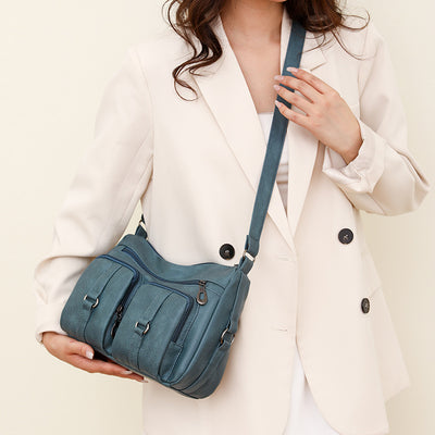 Bolso Bandolera de Cuero PU en Colores Sólidos para Mujer - Image 10