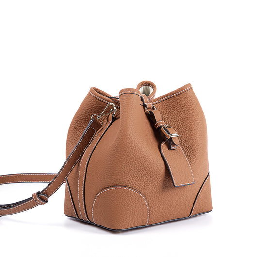 Bolso Cubo Retro de Cuero Genuino con Patrón Grabado y Cordón Ajustable - Image 31