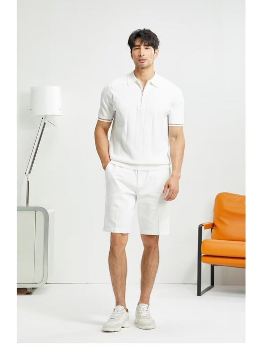 polo shirt, polo shirt, white, brown, casual - Image 9