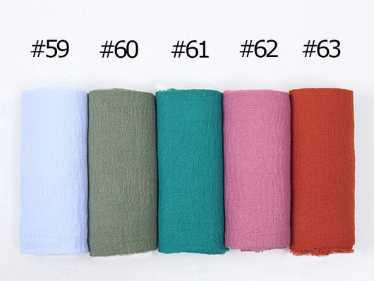 Pañuelo de Algodón y Lino Plisado - Colores Puros - Image 69