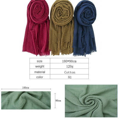 Pañuelo de Algodón y Lino Plisado - Colores Puros - Image 70