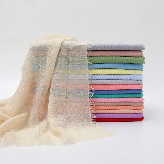 Pañuelo de Algodón y Lino Plisado - Colores Puros - Image 83