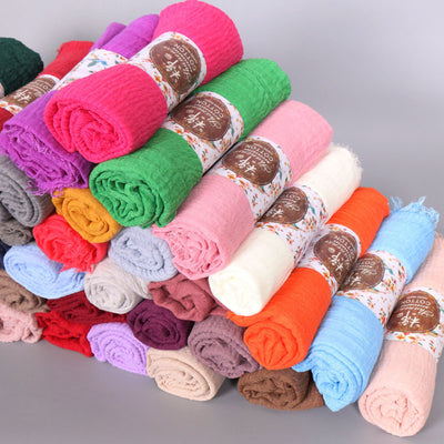 Pañuelo de Algodón y Lino Plisado - Colores Puros - Image 84