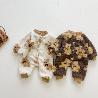 Mameluco de Bebé Otoño Invierno Estilo Coreano con Pelaje de Cordero - Image 19