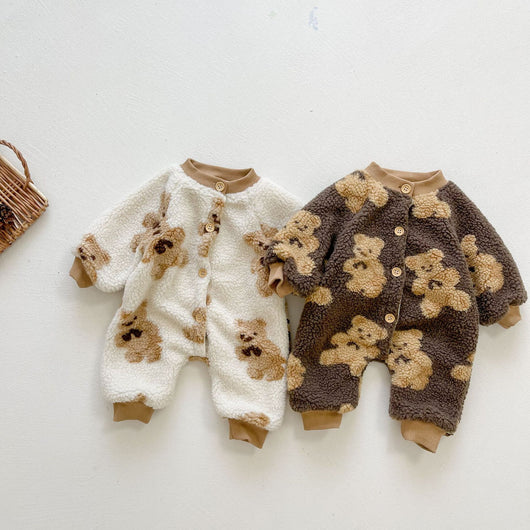 Mameluco de Bebé Otoño Invierno Estilo Coreano con Pelaje de Cordero - Image 19
