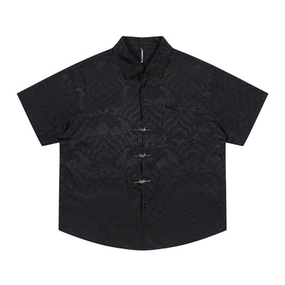 Camisa Manga Corta Jacquard Floral Tono Liso - Image 14