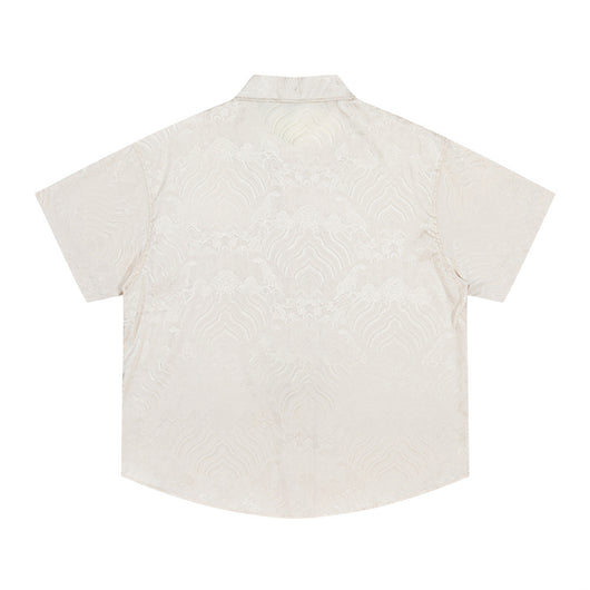 Camisa Manga Corta Jacquard Floral Tono Liso - Image 18