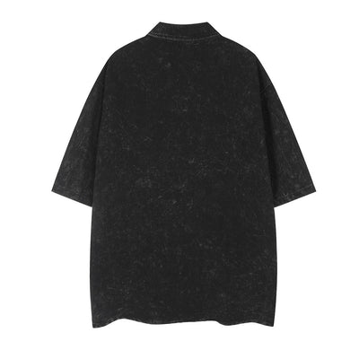 Camisa de Mezclilla Desgastada de Manga Corta - Image 9