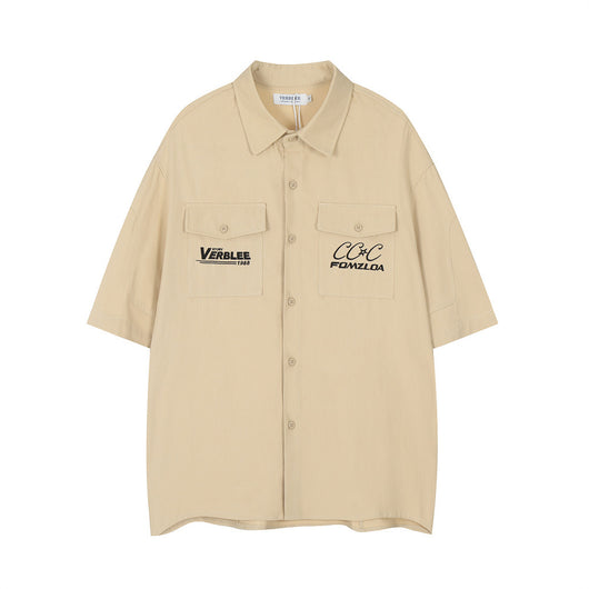 Camisa de Trabajo con Bordado de Letras y Bolsillo - Image 7