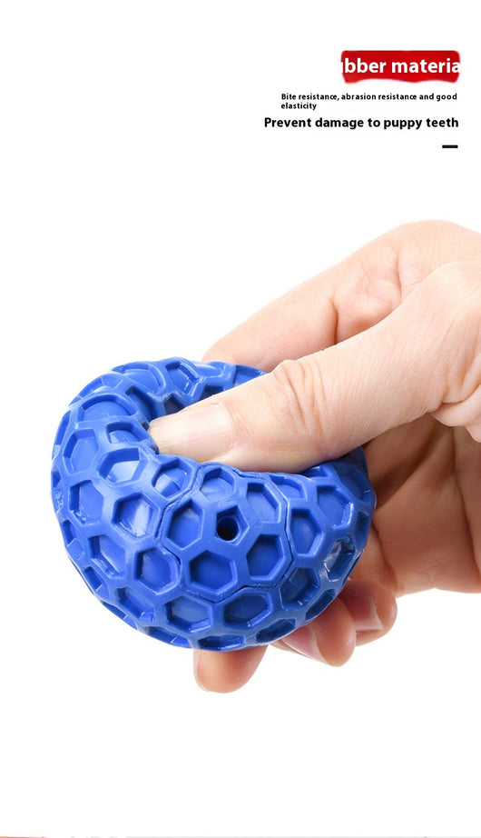 Red 65mm dog toy ball with a textured honeycomb surface, designed for vocalization, bite-resistance, and molar relief. - Image 19