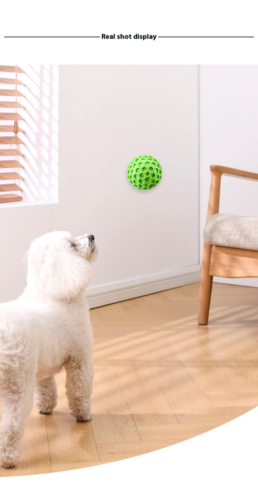 Red 65mm dog toy ball with a textured honeycomb surface, designed for vocalization, bite-resistance, and molar relief. - Image 22