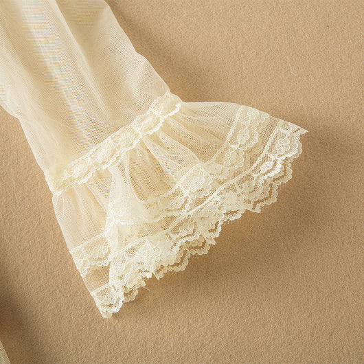 Vestido Largo Elegante con Cuello Alto, Bordado en Malla y Dobladillo Ancho - Image 10