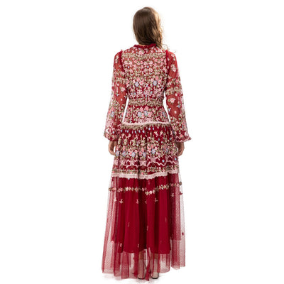 Vestido Swing con Bordado Pesado en Malla - Image 11