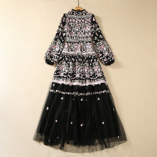 Vestido Swing con Bordado Pesado en Malla - Image 26