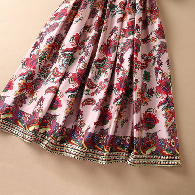 Vestido Estampado con Cuello Alzado y Mangas Abullonadas - Image 11