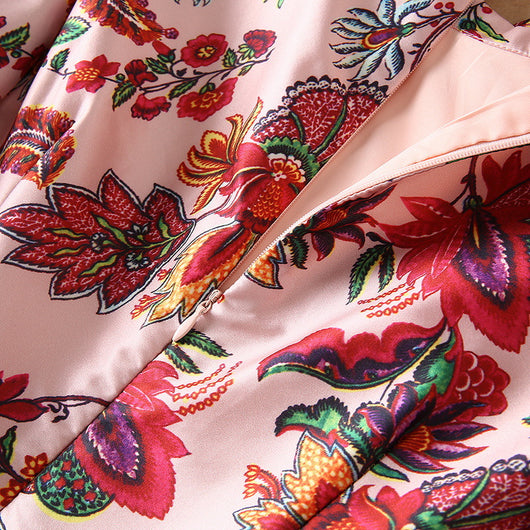 Vestido Estampado con Cuello Alzado y Mangas Abullonadas - Image 12