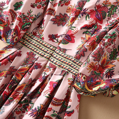 Vestido Estampado con Cuello Alzado y Mangas Abullonadas - Image 15