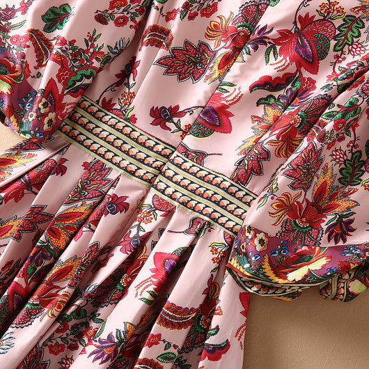 Vestido Estampado con Cuello Alzado y Mangas Abullonadas - Image 15