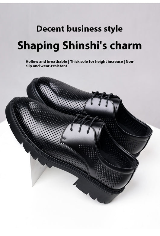 Zapatos de Cuero Cowhide Transpirables con Aumento de Altura para Hombre - Image 18