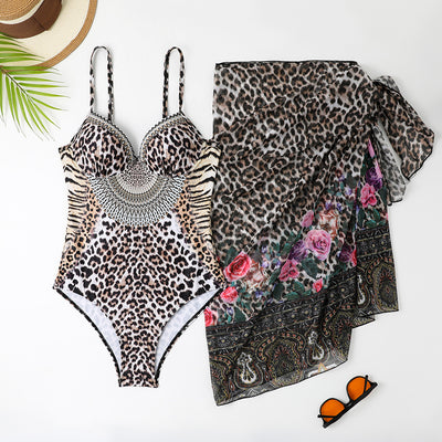 Vestido de Baño Leopardo Casual con Malla Larga para Mujer - Image 10