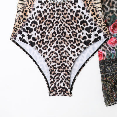 Vestido de Baño Leopardo Casual con Malla Larga para Mujer - Image 11