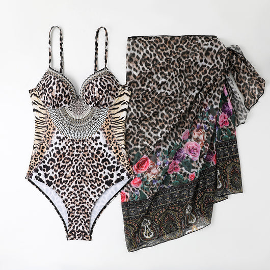 Vestido de Baño Leopardo Casual con Malla Larga para Mujer - Image 12