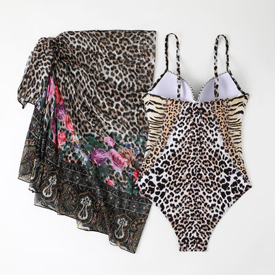 Vestido de Baño Leopardo Casual con Malla Larga para Mujer - Image 13