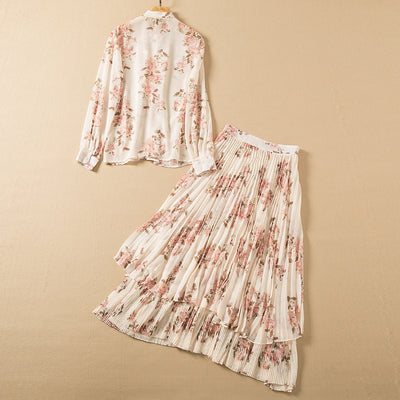 Conjunto Elegante: Blusa Anudada Manga Larga con Falda Plisada - Image 23
